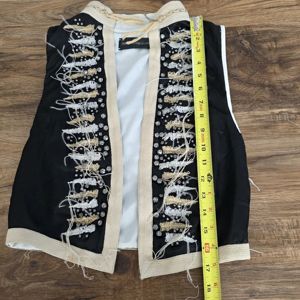 Zadig & Voltaire Silk Rhinestone and Embroidery Vest Size Small - Picture 9 of 9